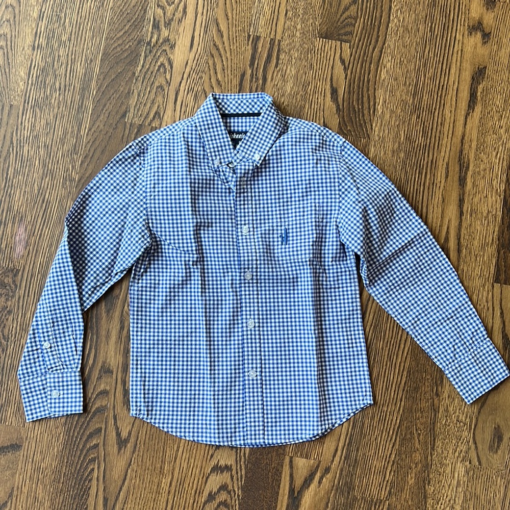 Johnnie-O kids sz 6 button down gingham shirt